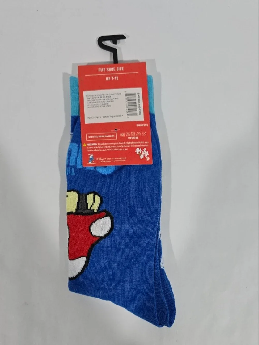 The Smurfs Blue Crew Socks with Character Panels